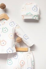 %100 Pamuklu Tavşan Desenli Hastane Çıkışı Seti - Görsel 3