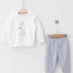 %100 Pamuklu Fil Baskılı İkili Takım