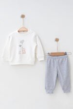 %100 Pamuklu Fil Baskılı İkili Takım