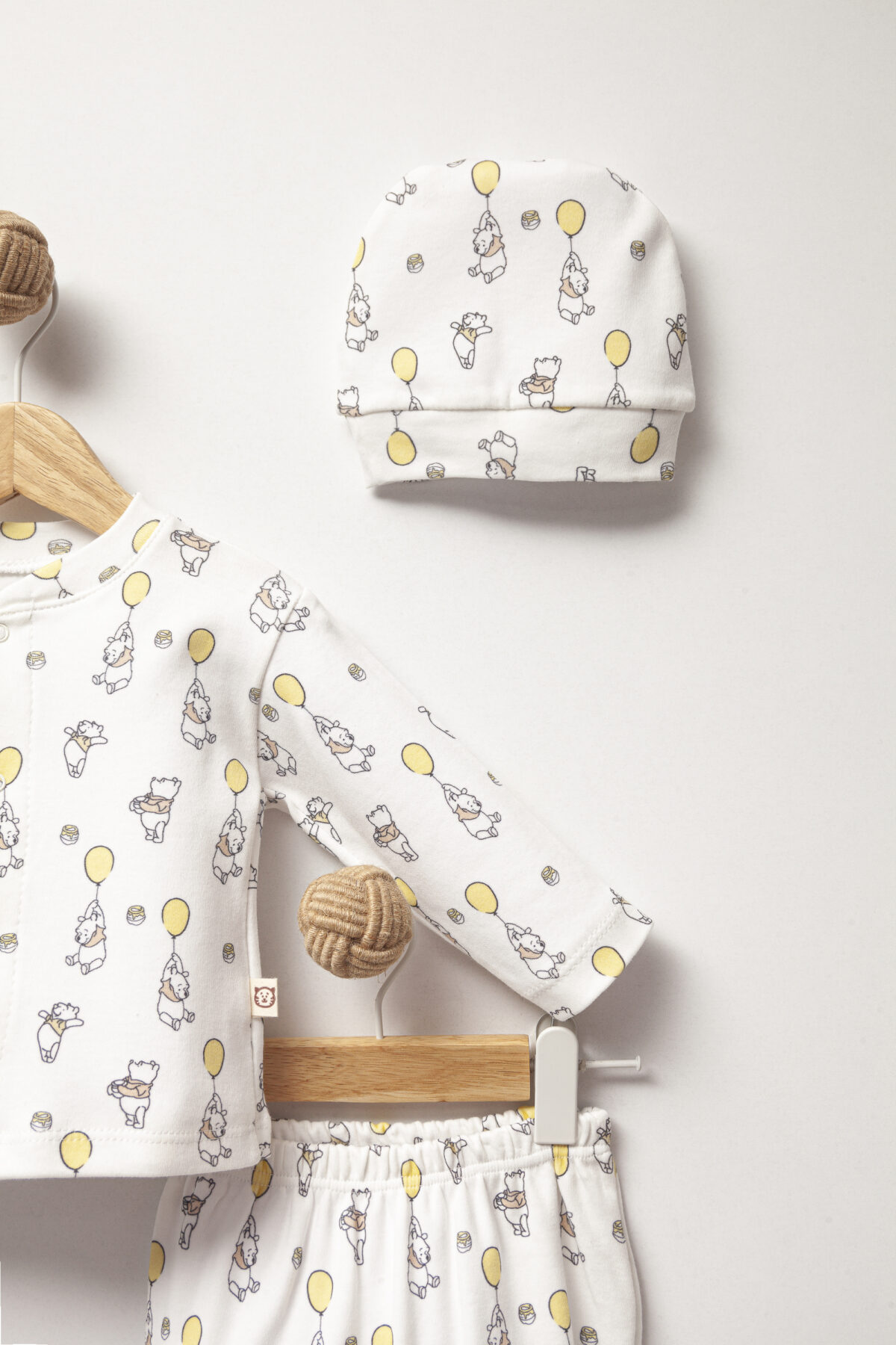 %100 Pamuklu Winnie The Pooh Desenli Hastane Çıkışı Seti - Görsel 3