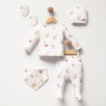 %100 Pamuklu Koala Desenli Hastane Çıkışı Seti