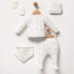 %100 Pamuklu Yaprak Desenli Hastane Çıkışı Seti