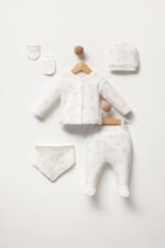 %100 Pamuklu Yaprak Desenli Hastane Çıkışı Seti