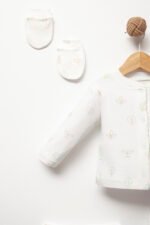 %100 Pamuklu Yaprak Desenli Hastane Çıkışı Seti - Görsel 2