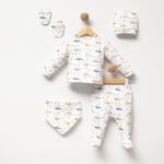 %100 Pamuklu Uçaklı Hastane Çıkışı Seti