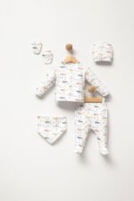 %100 Pamuklu Uçaklı Hastane Çıkışı Seti