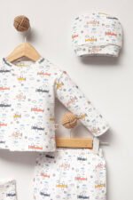 %100 Pamuklu Uçaklı Hastane Çıkışı Seti - Görsel 3