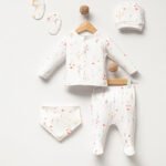 %100 Pamuklu Çiçekli Hastane Çıkışı Seti