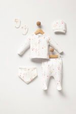 %100 Pamuklu Çiçekli Hastane Çıkışı Seti