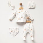 %100 Pamuklu Zürafa ve Koala Desenli Hastane Çıkışı Seti