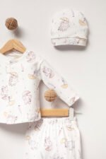 %100 Pamuklu Fil Desenli Hastane Çıkışı Seti - Görsel 3