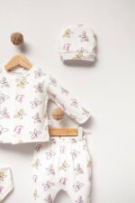 %100 Pamuklu Kelebekli Hastane Çıkışı Seti - Görsel 3