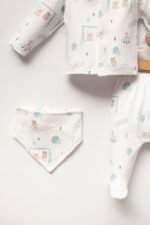 %100 Pamuklu Kedi Desenli Hastane Çıkışı Seti - Görsel 3