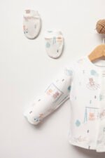 %100 Pamuklu Kedi Desenli Hastane Çıkışı Seti - Görsel 2