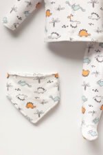 %100 Pamuklu Dinazor Desenli Hastane Çıkışı Seti - Görsel 2