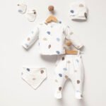 %100 Pamuklu Puanlı Hastane Çıkışı Seti