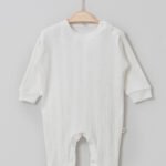 %100 Pamuklu Jakar Çizgili Patiksiz Ağ'dan Çıtçıtlı Tulum