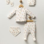 %100 Pamuklu Flamingolu Hastane Çıkışı Seti