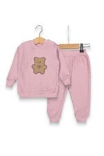 %100 Pamuklu Yavru Ayı Desenli Waffle İkili Takım - Görsel 5