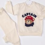 %100 Pamuklu Süzene Nakışlı Ayıcıklı İkili Takım