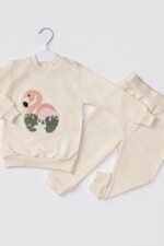 %100 Pamuklu Süzene Nakışlı Kuğulu İkili Takım